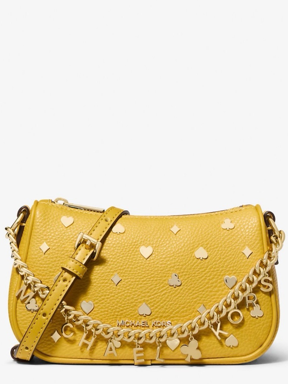 NWT Michael Kors Carmela Small Embellished Crossbody Bag - Honey MISSING A GEM